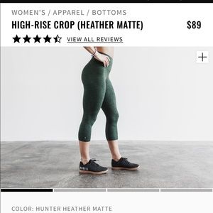nobull high-rise crop green matte